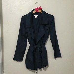 Navy Tie Waist Blazer